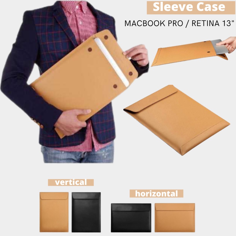 Tas Laptop Bahan Kulit Sleeve Case Cover Leather MacBook Pro Retina 13 Inch Desain Tipis