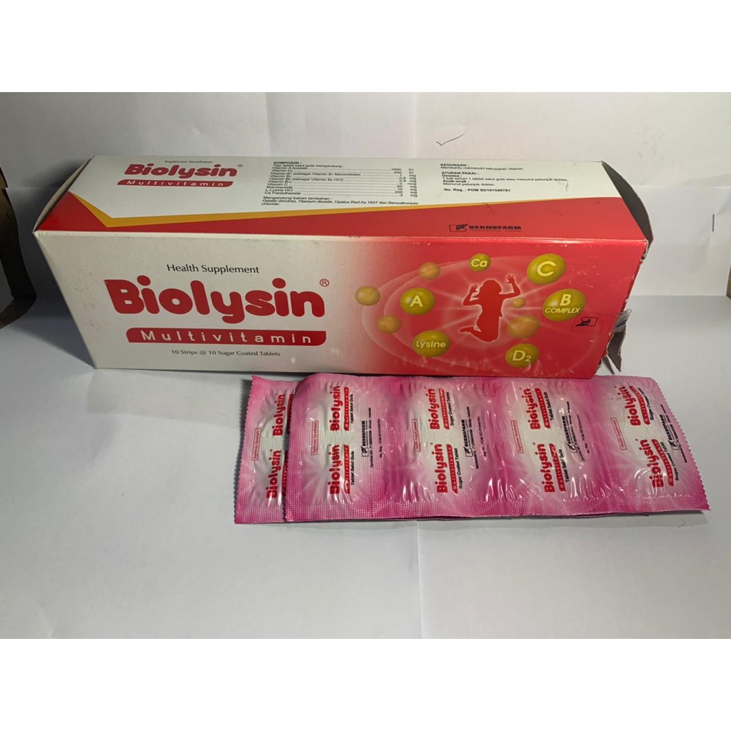 BIOLYSIN TABLET ISI 100'S / MULTIVITAMIN/ DAYA TAHAN TUBUH KESEHATAN