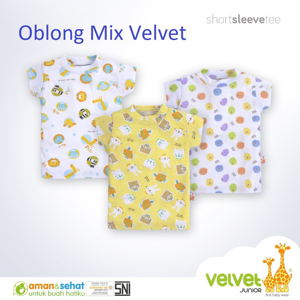 Baju Bayi Oblong Baju Tangan Pendek SML Libby Velvet Junior Animal Premium