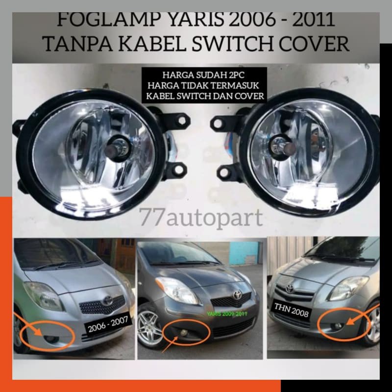 Promo Lampu kabut foglamp yaris 2006 - 2011 tanpa kabel switch cover