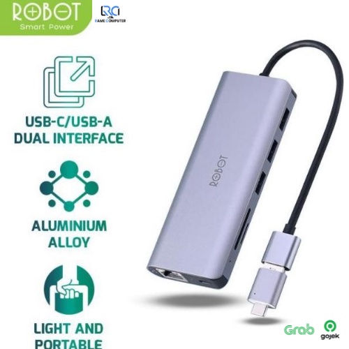 ROBOT HT370 7 in USB A/USB C Dual Interface HUB Adapter,With