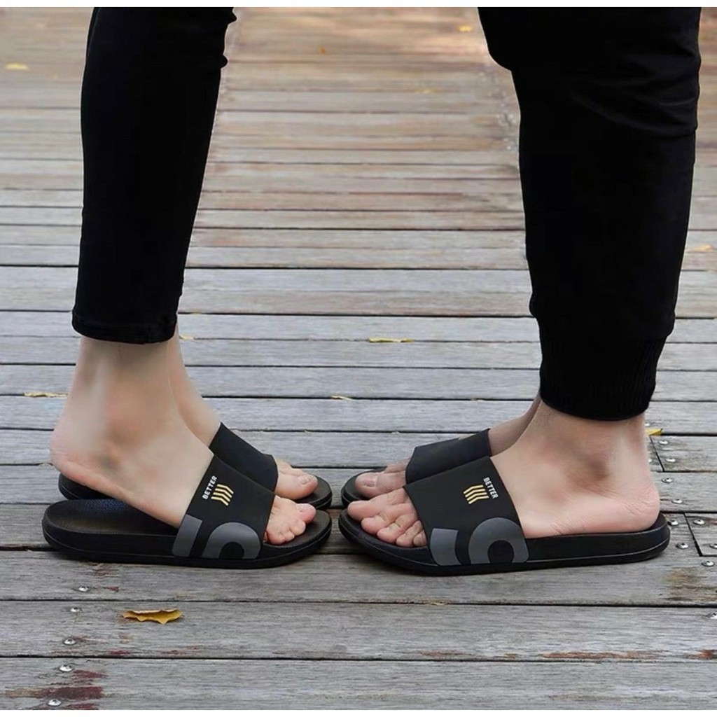 PROMO !!! Sandal Slide Sandal Slip On Karet Pria Wanita S BETTER Sendal Slop Pria-3