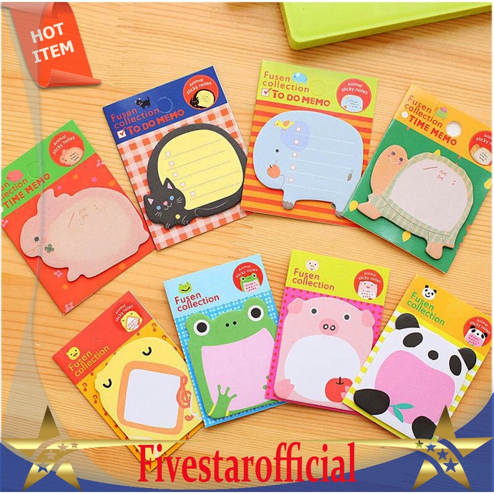 

Memo Sticky Notes Animal Lucu Buku Catatan Kecil Post it Mini Book Karakter ZOO - FIVESTAR