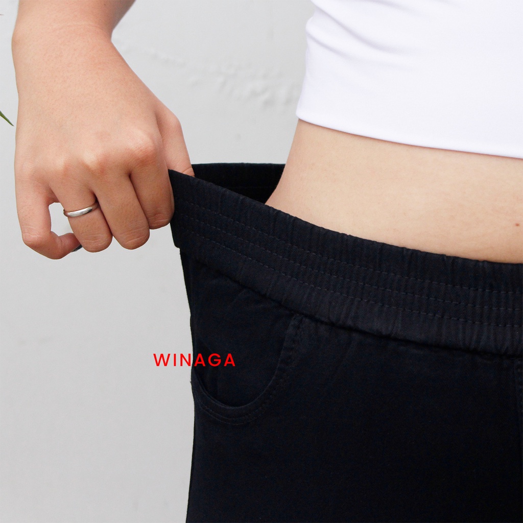 WINAGA- Legging Jeans Super Jumbo Big Size Wanita Stretch Pinggang Karet