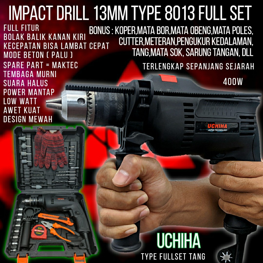 Promo Mesin Bor Lmpec Koper Drill Tangan 13mm Uchiha Japan Uciha Impak Beton Besi Kayu