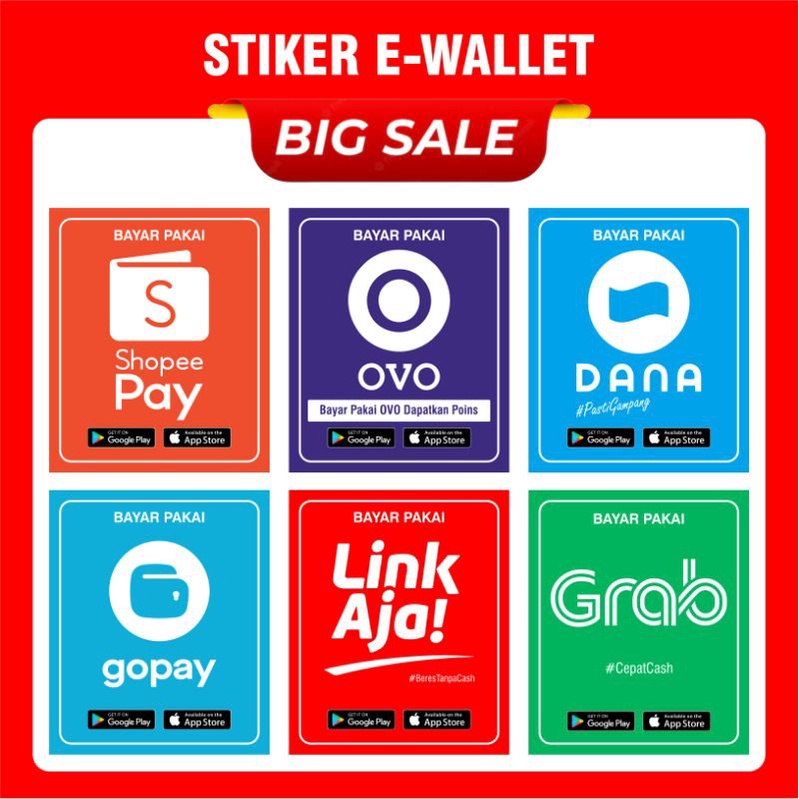 Jual Stiker E-Wallet ShopeePay DANA OVO LinkAja Vinyl Indonesia|Shopee ...