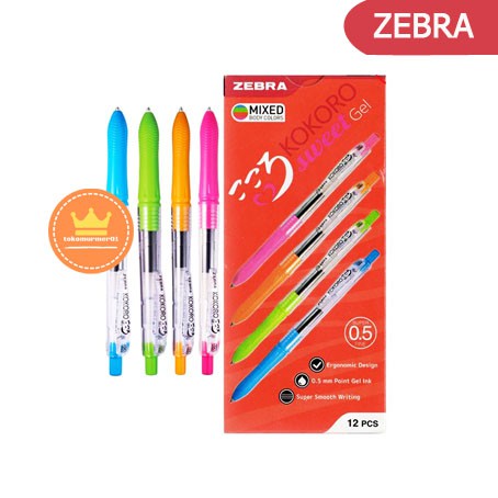 

(MURAH) (COD) PULPEN / BOLPOIN ZEBRA GEL PEN KOKORO WARNA WARNI (SATUAN)