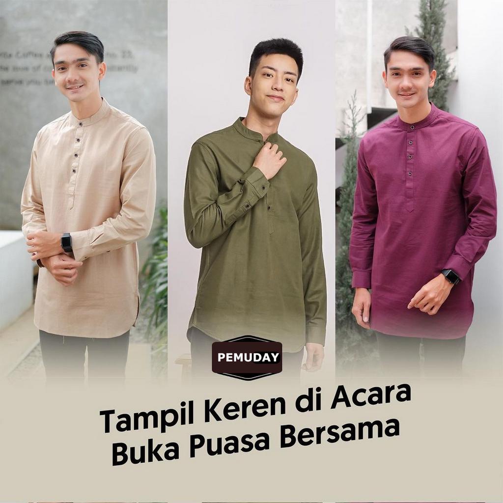 ✅𝘾𝙊𝘿- KEMEJA PRIA SANGHAI LENGAN PANJANG PREMIUM slimfit  Kasual Fashion Muslim Baju Koko Gamis