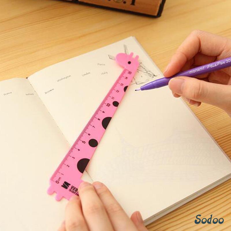 

15 cm Skala Anak Mahasiswa Lucu Kartun Hewan Jerapah Plastik Lurus Penggaris - SO