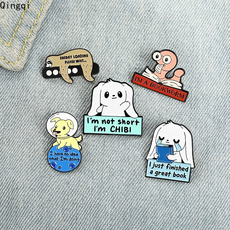 Bros Pin Enamel Desain Kartun Hewan Kungkang Kelinci Anjing Buku Untuk Hadiah Anak