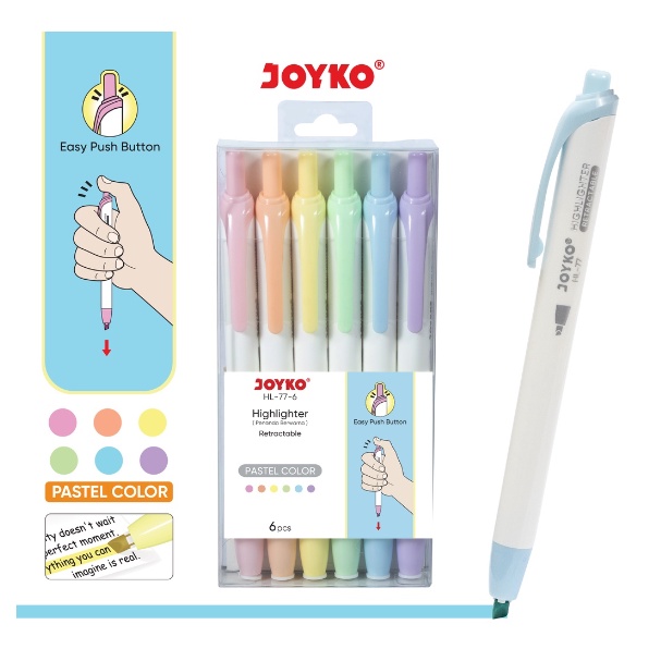 

Penanda Berwarna Highlighter Joyko HL-77-6 Warna Pastel Color