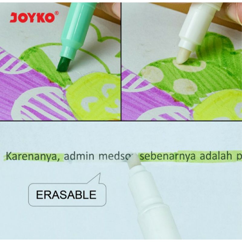 Erasable Highlighter Joyko HL-69-6 / Highlighter Bisa Dihapus 6 Warna