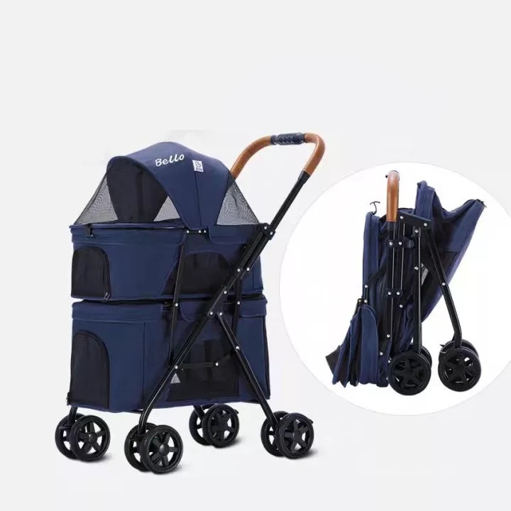 Stroller Bello LD03S Pet 4 Roda 2 Tingkat Max 20kg Untuk Anjing dan Kucing