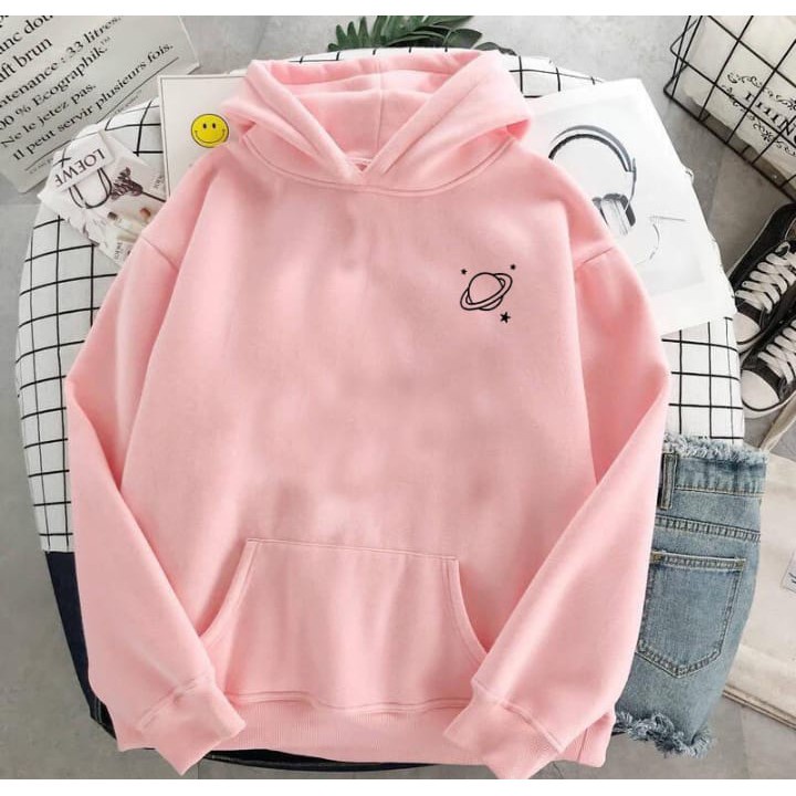 Parisdivarious Sweater Hoodie Jemper Planet Bahan Fleece Size S - XXL (Pria &amp; Wanita)