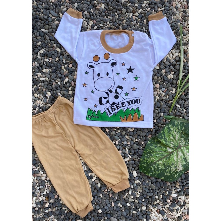 baju bayi lucu murah jerapah setelan PANJANG 3-18 bulan (PP082)