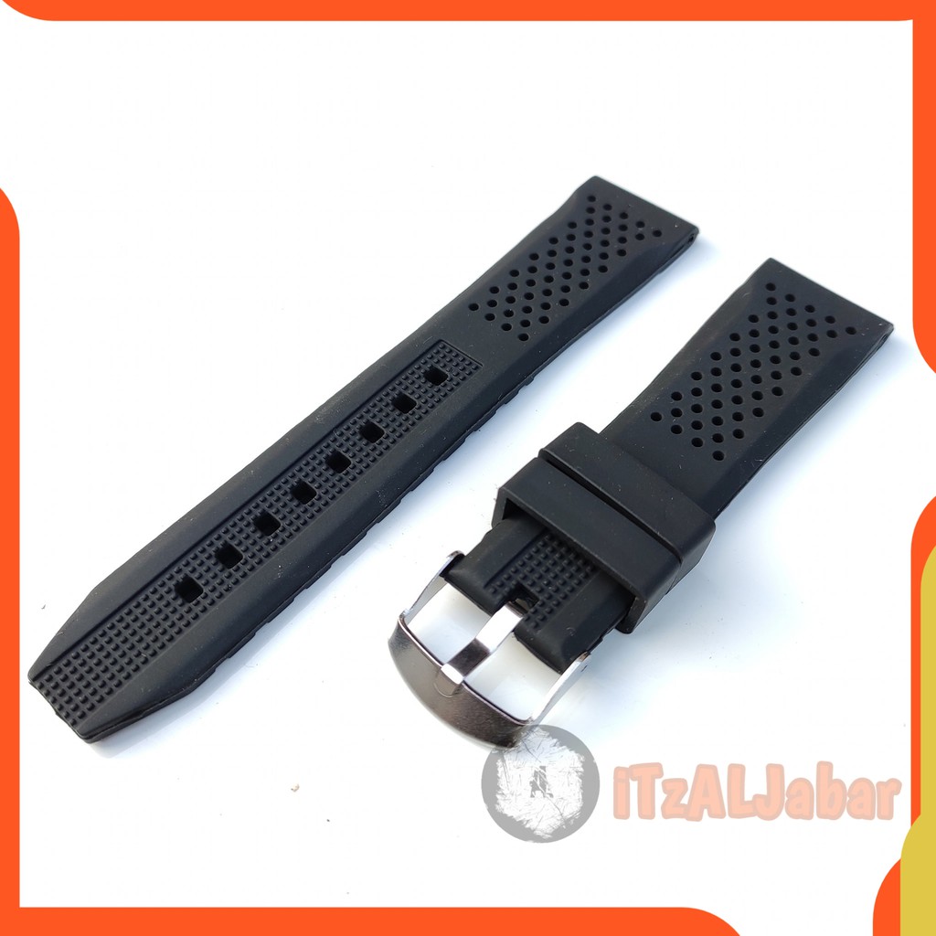 Tali jam tangan Karet rubber Embos strap 20mm 22mm 24mm kualitas bagus