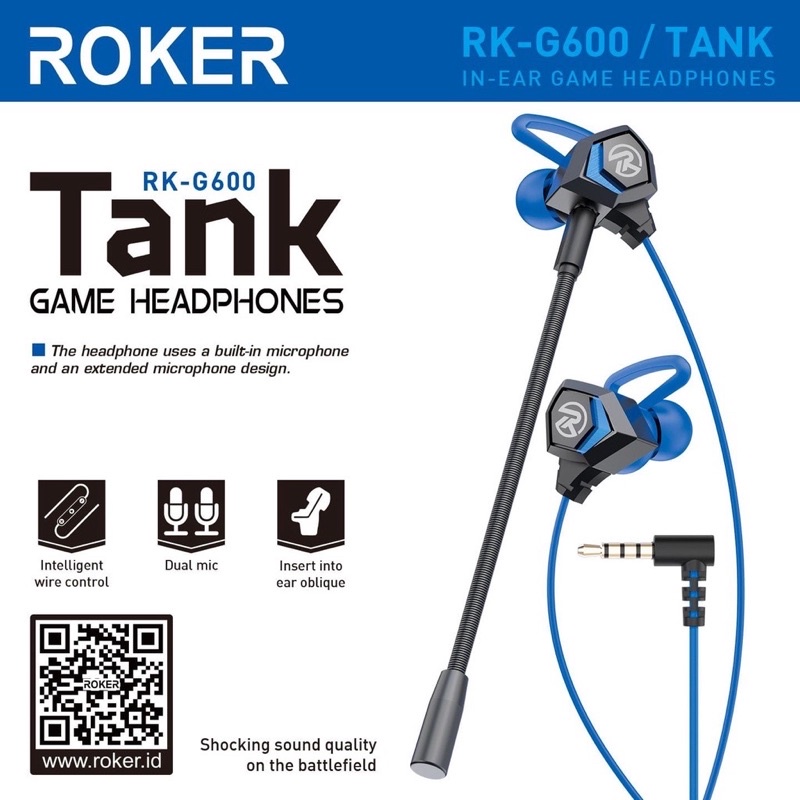 Headset Roker Gaming RK-G600 / Earphone Gaming Roker TANK / HF ROKER GAMING RK G600