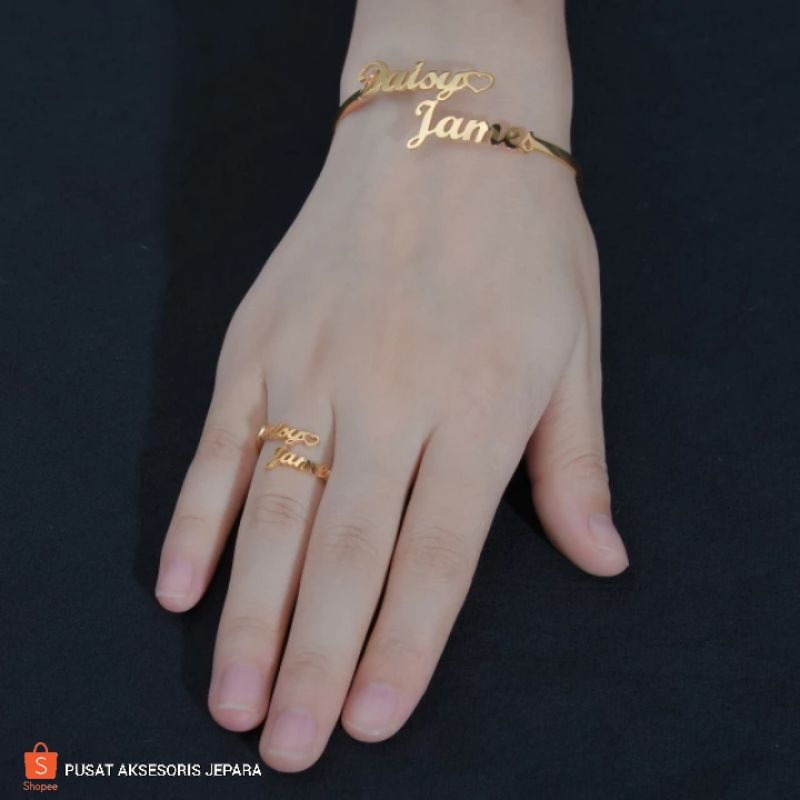 Nama Kustom Gelang Emas Perak Warna Gelang UNTUK WANITA Baja Nirkarat Natal Perhiasan Hadiah