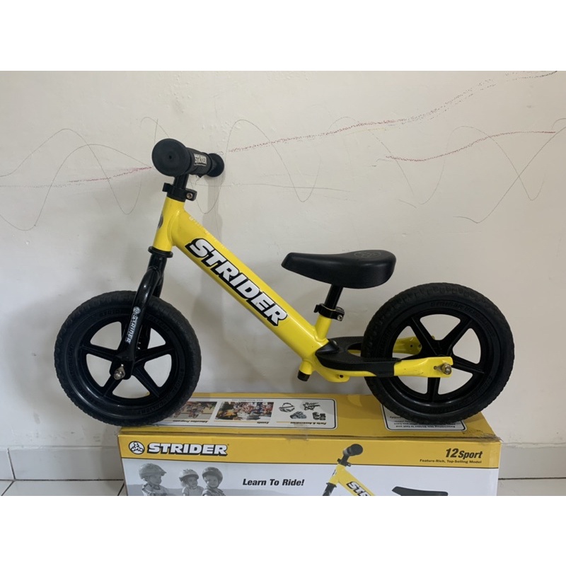 Preloved Strider 12 Sport Balance Push Bike Yellow Kuning Sepeda Anak