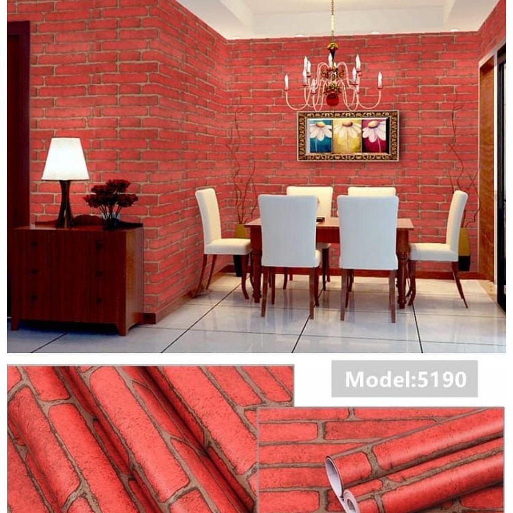 Wallpaper Sticker Motif Batu Bata - Wallpaper Sticker PVC ± 9 meter x 45 cm