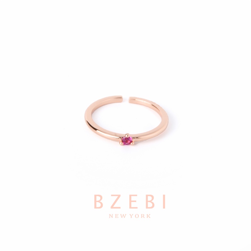 Bzebi Cincin Rose Gold 18k Model Terbuka Adjustable Hias Berlian 23r Gaya Korea Untuk Wanita