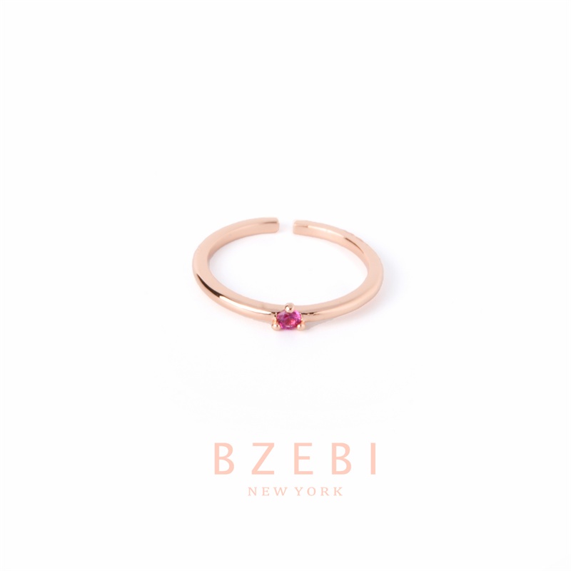 Bzebi Cincin Rose Gold 18k Model Terbuka Adjustable Hias Berlian 23r Gaya Korea Untuk Wanita