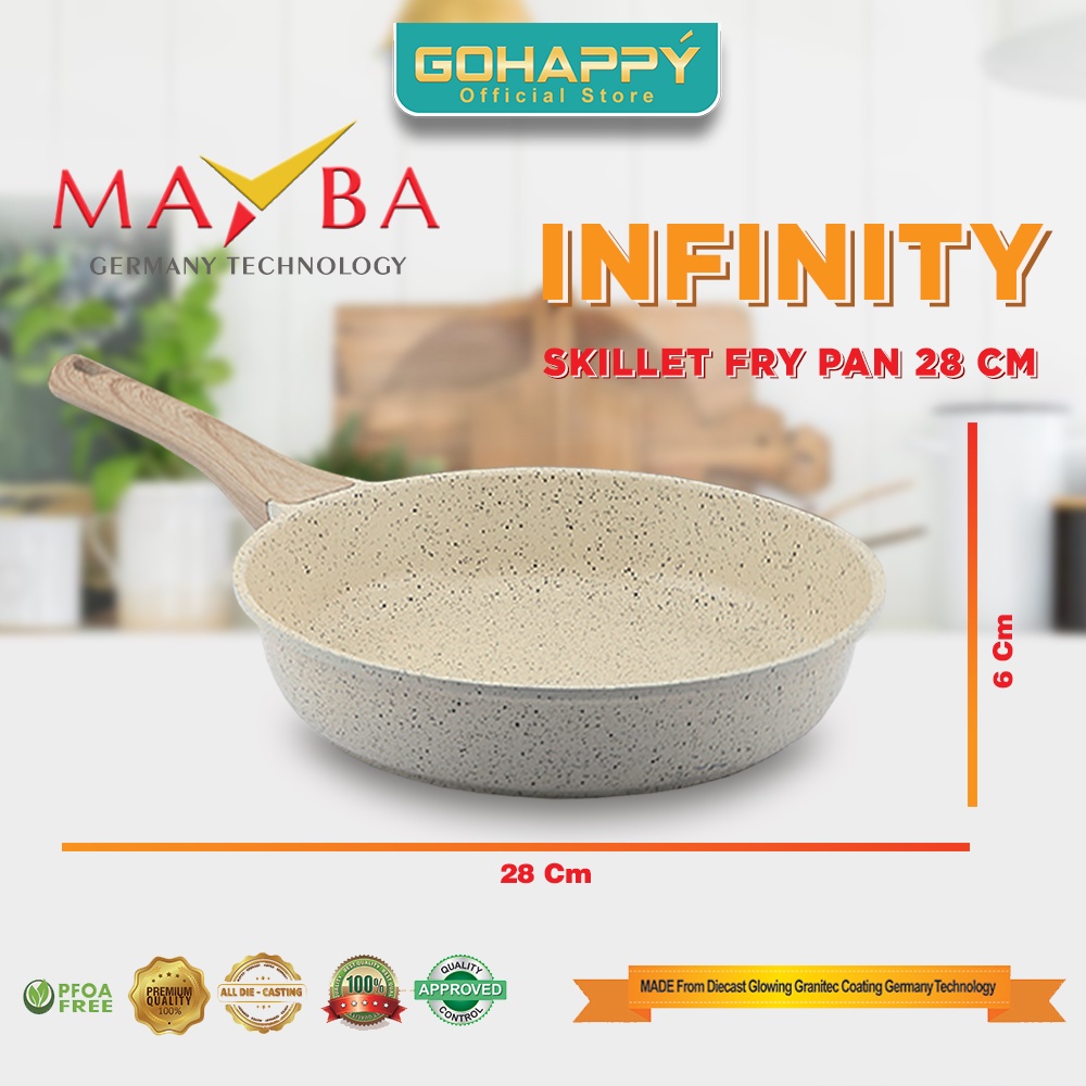 MAYBA FRY PAN INFINITY 28 CM | SKILLET FYPAN  Panci penggorengan frypan Glowing granite marble pan jerman Glowpan