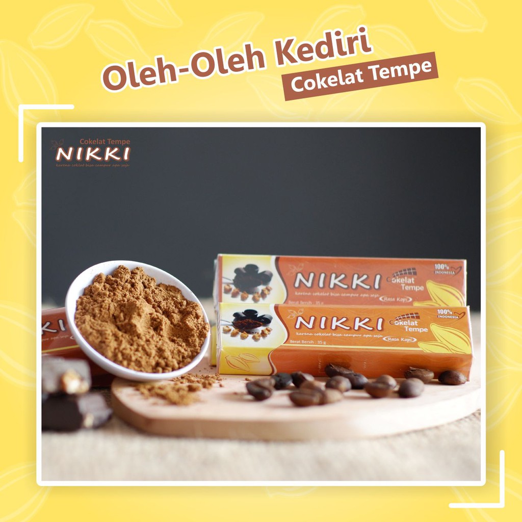 

Chocolate / Coklat Tempe Nikki Rasa Kopi (Bar 35gr) / Camilan Coklat / Oleh Oleh Khas Kediri