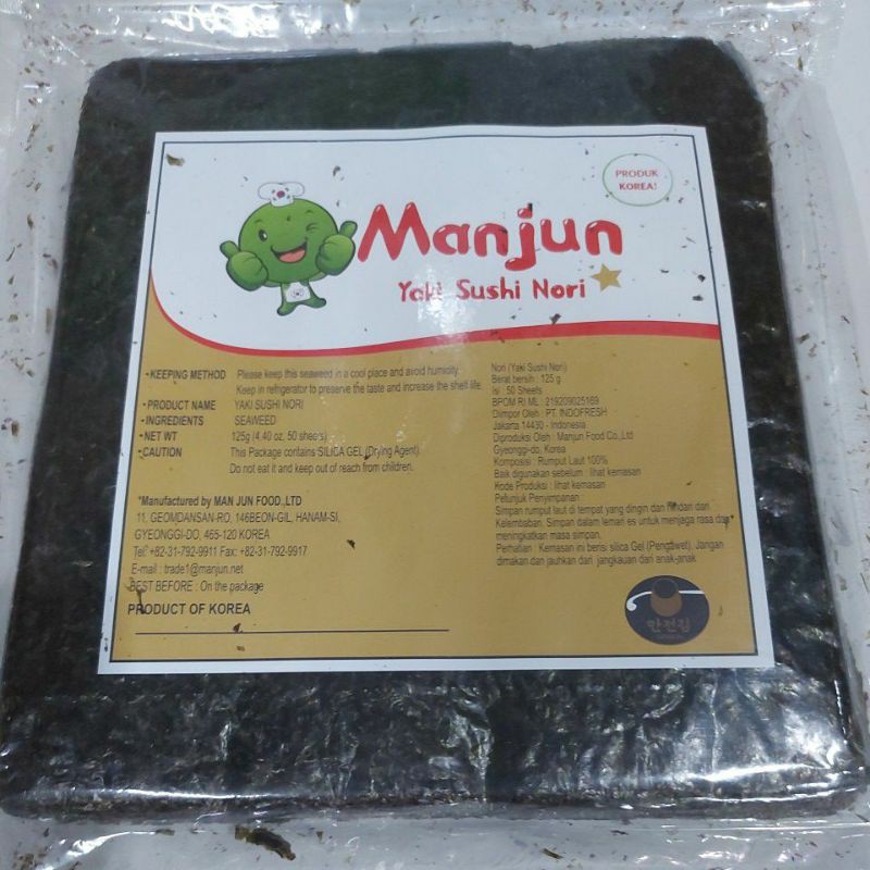 

YAKI SUSHI NORI, MANJUN, REPACK 10 LBR, PRODUK KOREA