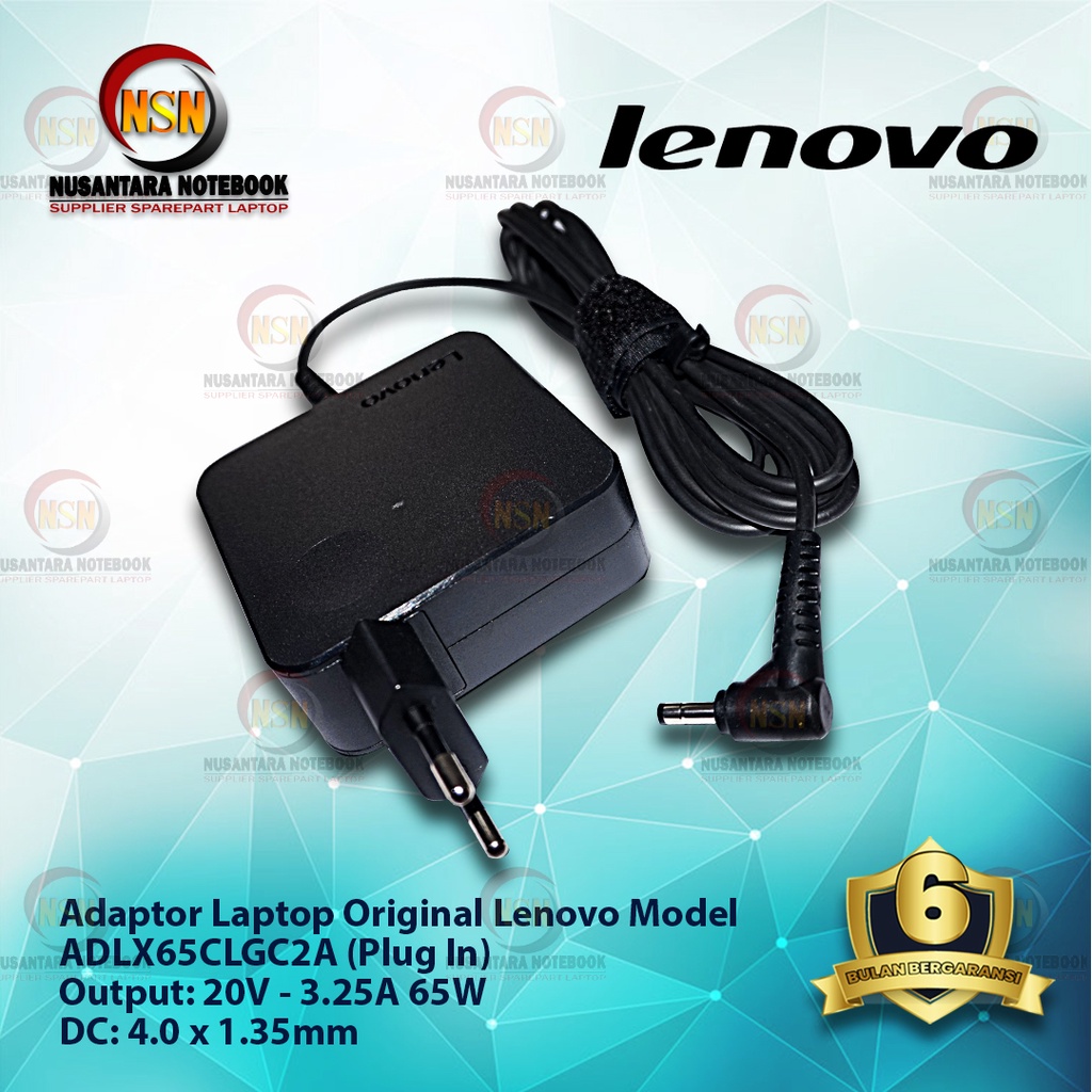 Adaptor Charger Original Laptop Lenovo 20V - 3.25A 65w DC 4.0*1.35mm