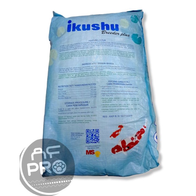 Makanan pellet ikan koi koki IKUSHU BREEDER PLUS SIZE 2,5,8 MM 10KG