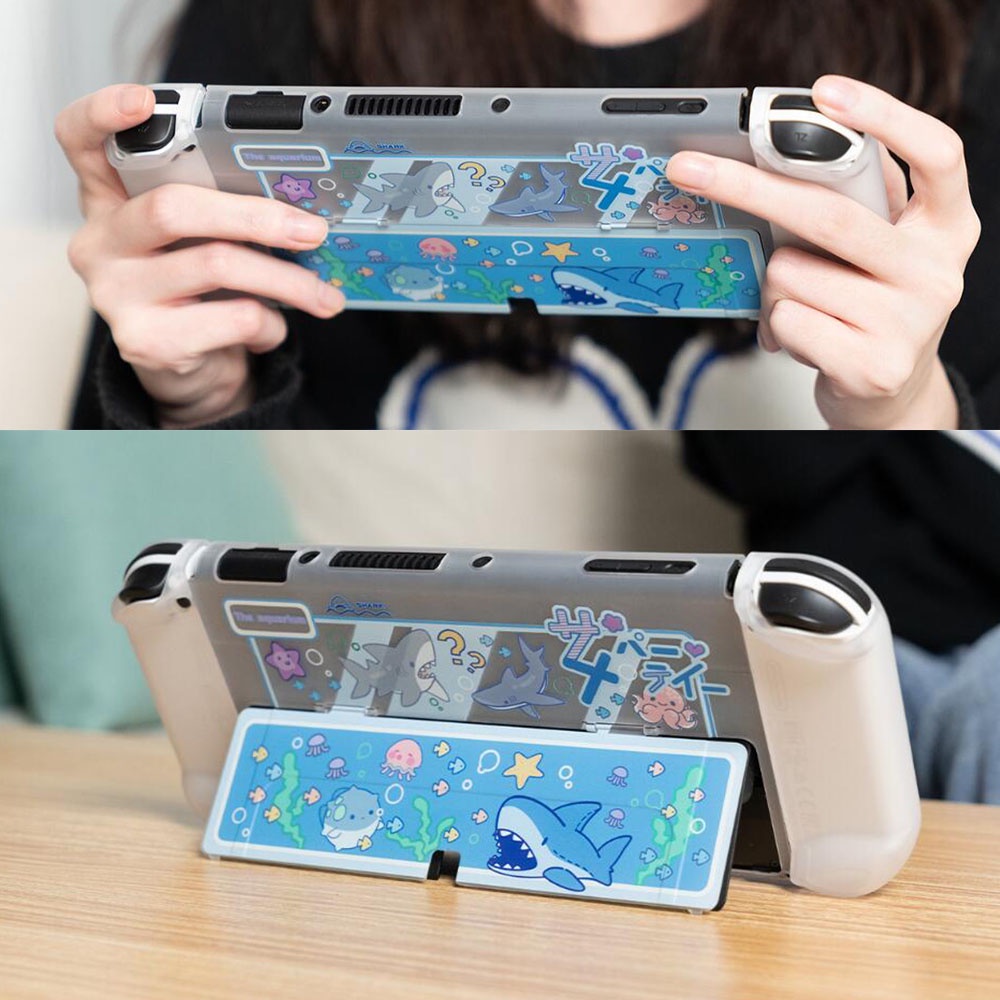 Geekshare Hard Case Pelindung Nintendo Switch Oled Joycon Warna Transparan Bisa Dilepas