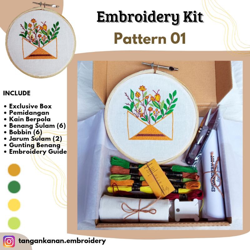 Embroidery Kit Flower - Paket Sulam Tangan Berpola Termurah