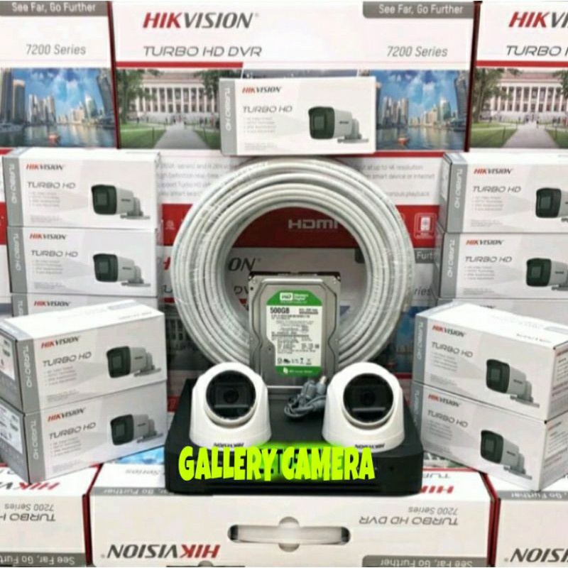 PAKET CCTV HIKVISION 4 CHANNEL 2 KAMERA INDOOR 2MP 1080P TURBO HD