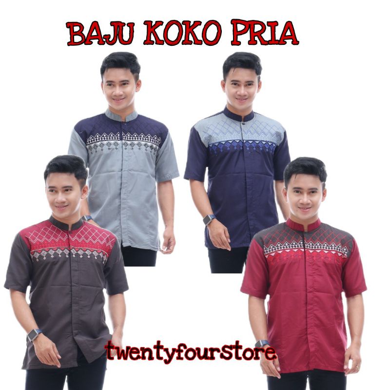 BAJU KOKO PRIA LENGAN PENDEK MODERN TERLARIS ORI TWENTYFOURSTORE