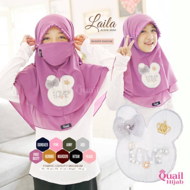 Jilbab khimar anak Laila ori Quail Hijab