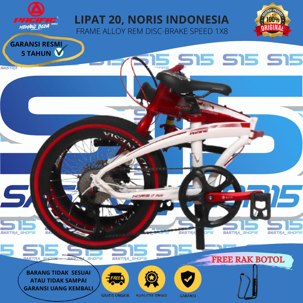 Sepeda Sepedah Folding Bike Lipat Lipet 20 Pacific Pacifik Olahraga Anak Dewasa Noris Murah