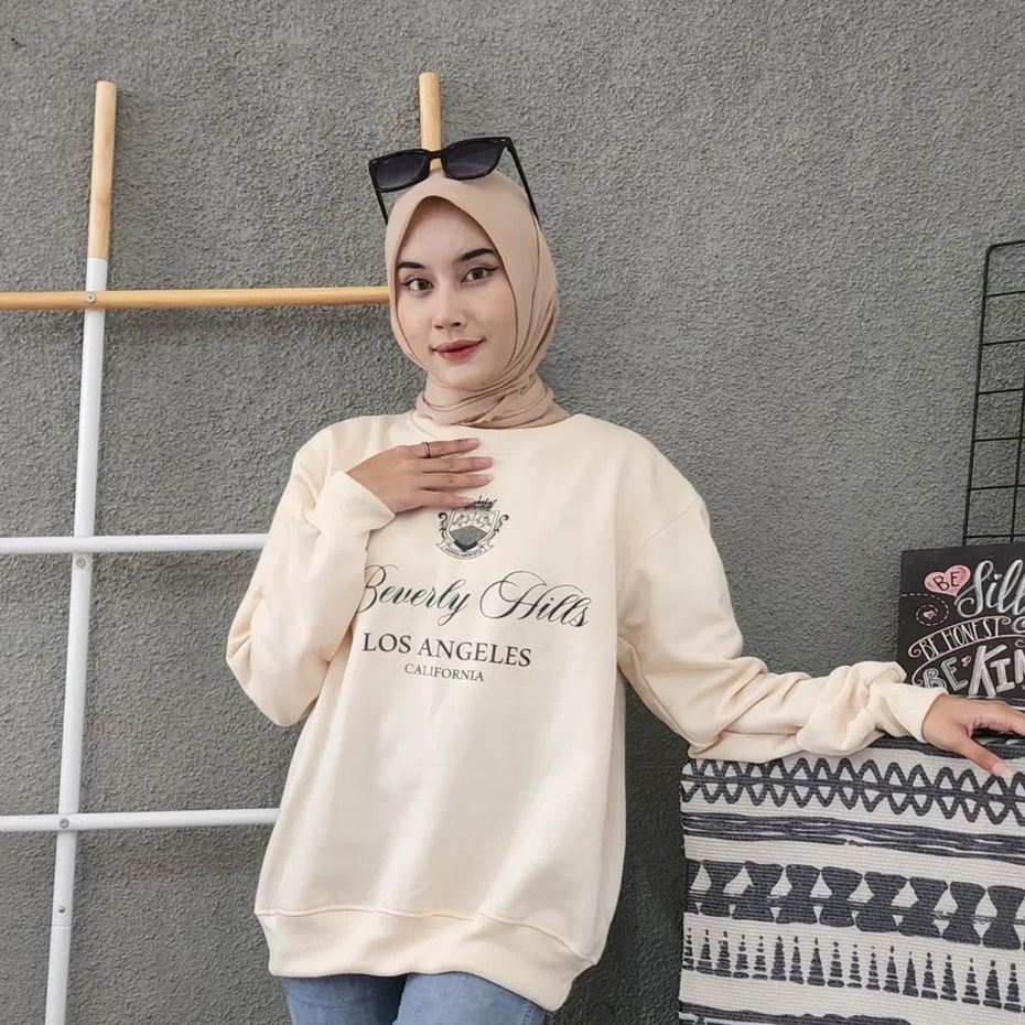 Sweater Wanita Terbaru Motif Beverly Hills Bahan Pleece Korean Style