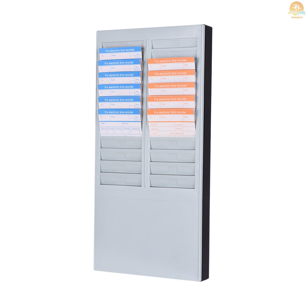 DOYO Time Card Rack Wall Mount Holder 24 Pocket Slot for Attendance Recorder Punch Time Office