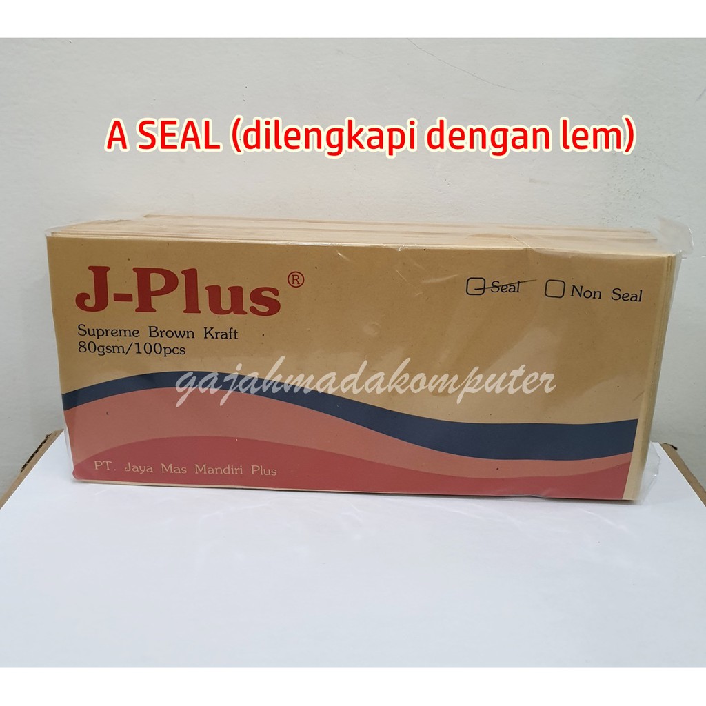 

Amplop Kertas Coklat Samson A SEAL ada perekat / Lem merk J Plus J-Plus - 11 X 24 Cm isi 100pcs