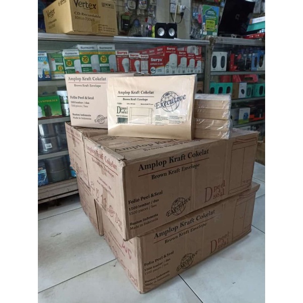 

amplop folio coklat perekat ** RW