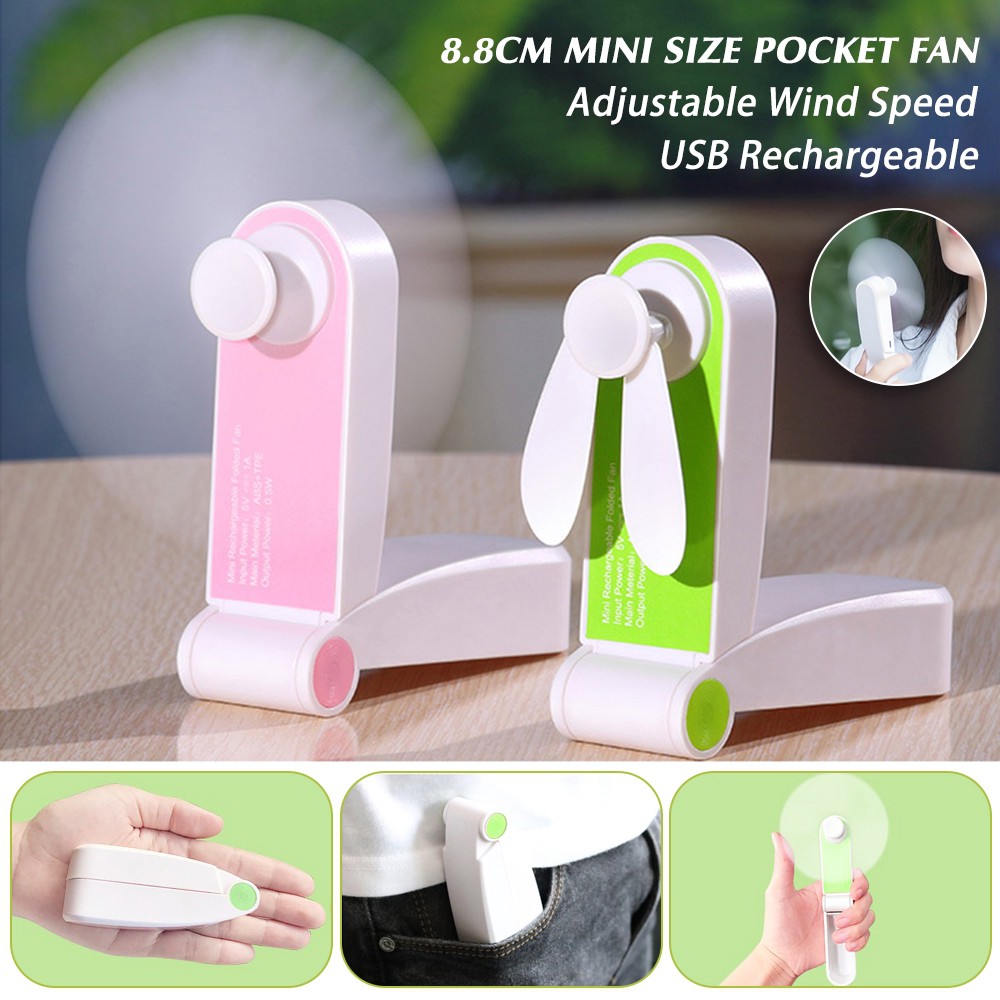 Kipas Angin Mini Lipat - Handheld Portable Mini Fan USB - Folding Charging Fan Portable -Kipas Lipat