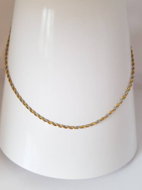 Kalung fashion titanium plintir kombinasi gold white pj 45cm