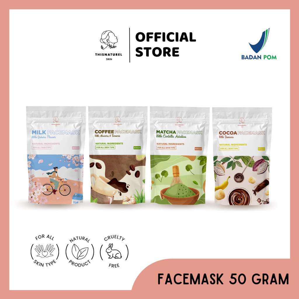 THISNATUREL Facemask - Masker Bubuk Organik 50 gram / Organic Mask Murah BPOM