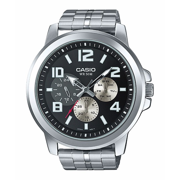 Casio Analog Jam Tangan Pria Rantai Silver MTP-X300D-1A Original