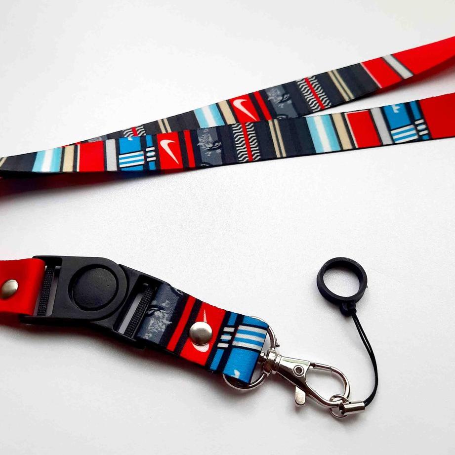 

[DISCOUNT 7Z855] Lanyard printing NIKE Gantungan ID card plus karet 13mm Promo