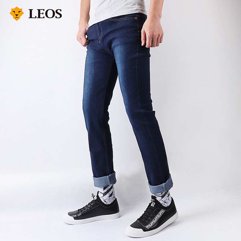 

LEOS Celana jeans pria celana jeans reguler fit pria celana jeans elastis pria