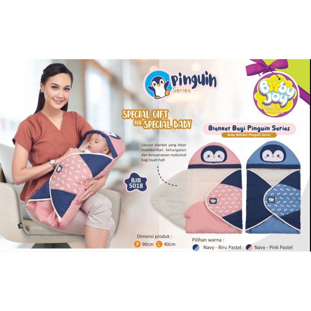 Baby Joy Baby Blanket Selimut Topi Bayi Pinguin Series - BJB 5018