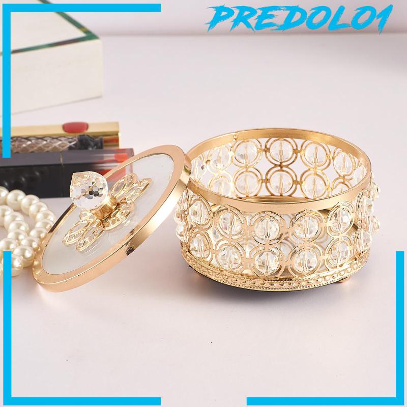 [Predolo1] Crystal Jewelry Box Organizer Trinket Box for Rings Earrings Home