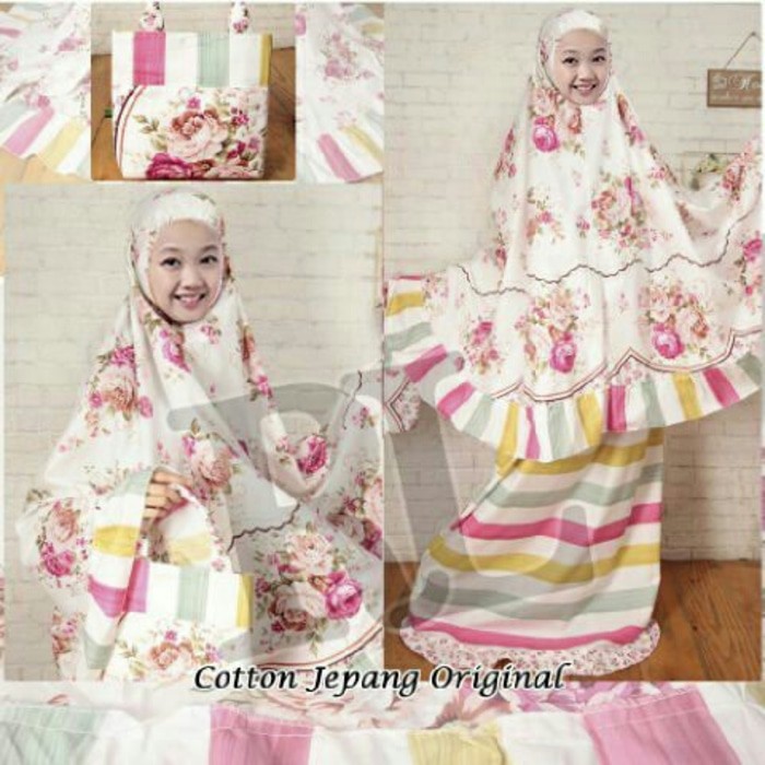 Diskon Mukena Anak Katun Jepang Pink Rh